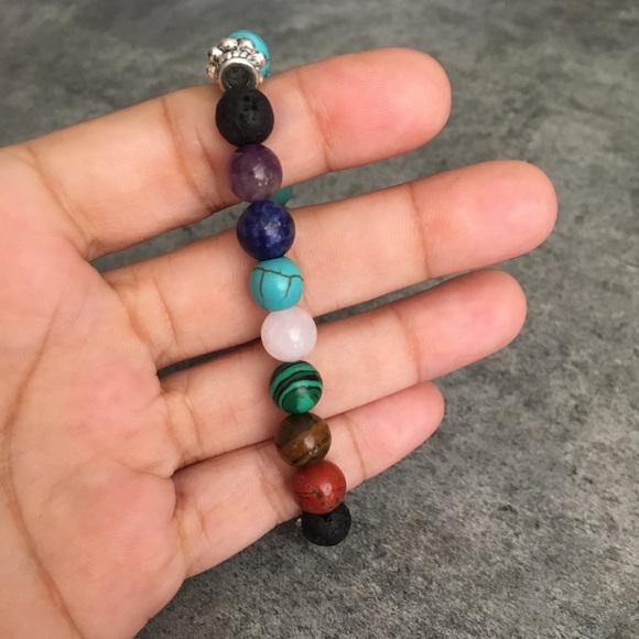 MORE COMING 7 Chakra Natural Stone Lava Elastic Br - Picture 4 of 5